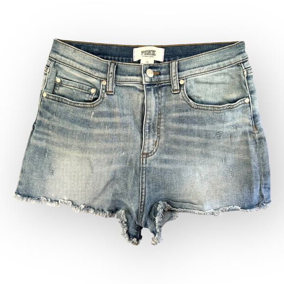 PINK Distressed Ripped Cut-Off High-Waist Ladies Jean Mini Shorts | Sz 10 [104] - Picture 1 of 7